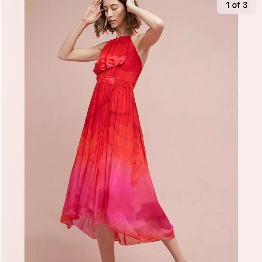 Tracy Reese Size 2 Red Ombré Halter Dress